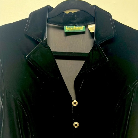 Vintage Gorgeous Harve Bernard By Bernard Holtzman Blk Velvet Button Down Size S - Picture 2 of 7